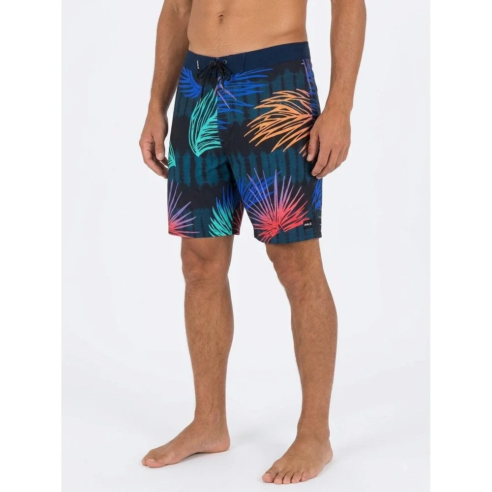Hurley Redondo 20 Mens Board Shorts 36 Black Multicolor Palm Leaf Tropical Beach